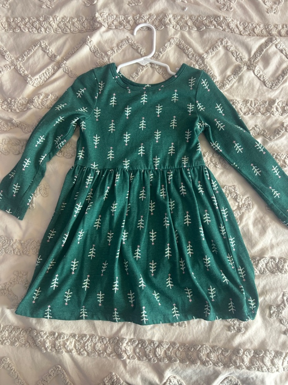 Cat & Jack Forest-Print Emerald Green Long-Sleeve Dress